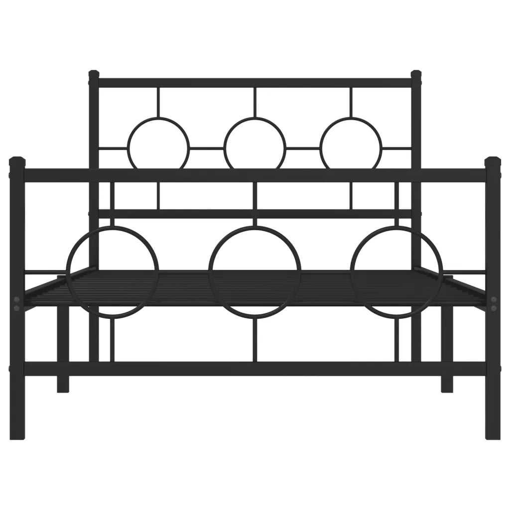 Giroletto con Testiera e Pediera Metallo Nero 100x190 cm 376238