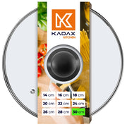 Coperchio in vetro KADAX da 30 cm, universale, resistente al calore.