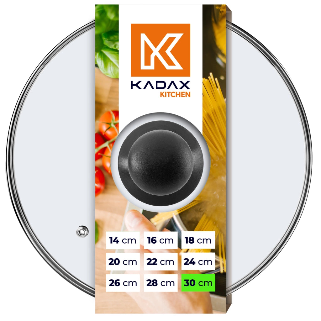 Coperchio in vetro KADAX da 30 cm, universale, resistente al calore.
