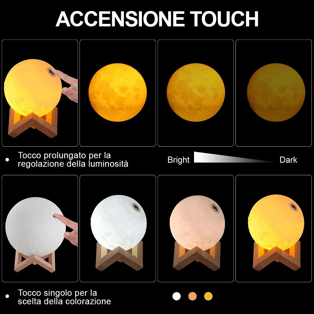 Lampada da Tavolo Sfera 18cm Luce LED RGB Touch e Batteria Ricaricabile USB