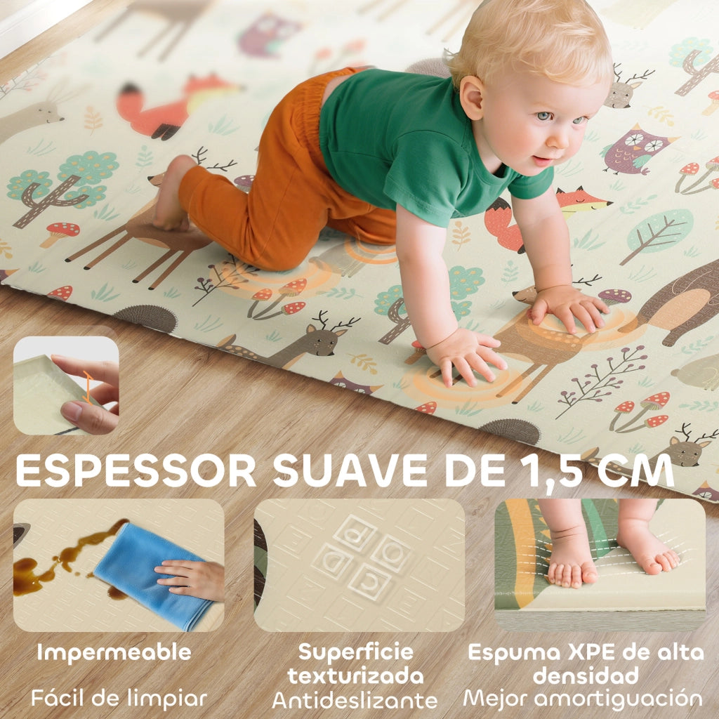 Tappeto Gioco Bambini Pieghevole ¨C Xylo ¨C 196x176 cm Doppia Faccia Impermeabile Multicolore