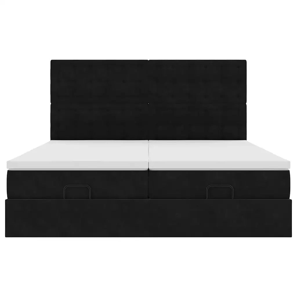 Struttura Letto Pouf con Materassi Nero 200x200 cm Velluto 3313816