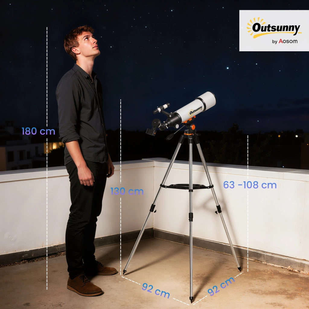 Telescopio Astronomico ¨C Xylo ¨C 80mm con Montatura AZ, 2 Oculari e Adattatore Smartphone, Bianco e Nero