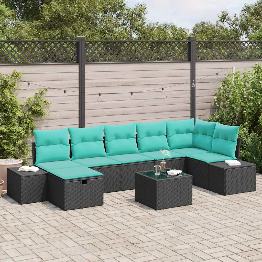 Set Divano da Giardino 8 pz Nero polyrattan 3359415