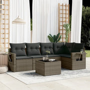 Set Divano da Giardino 6 pz con Cuscini Grigio in Polyrattan