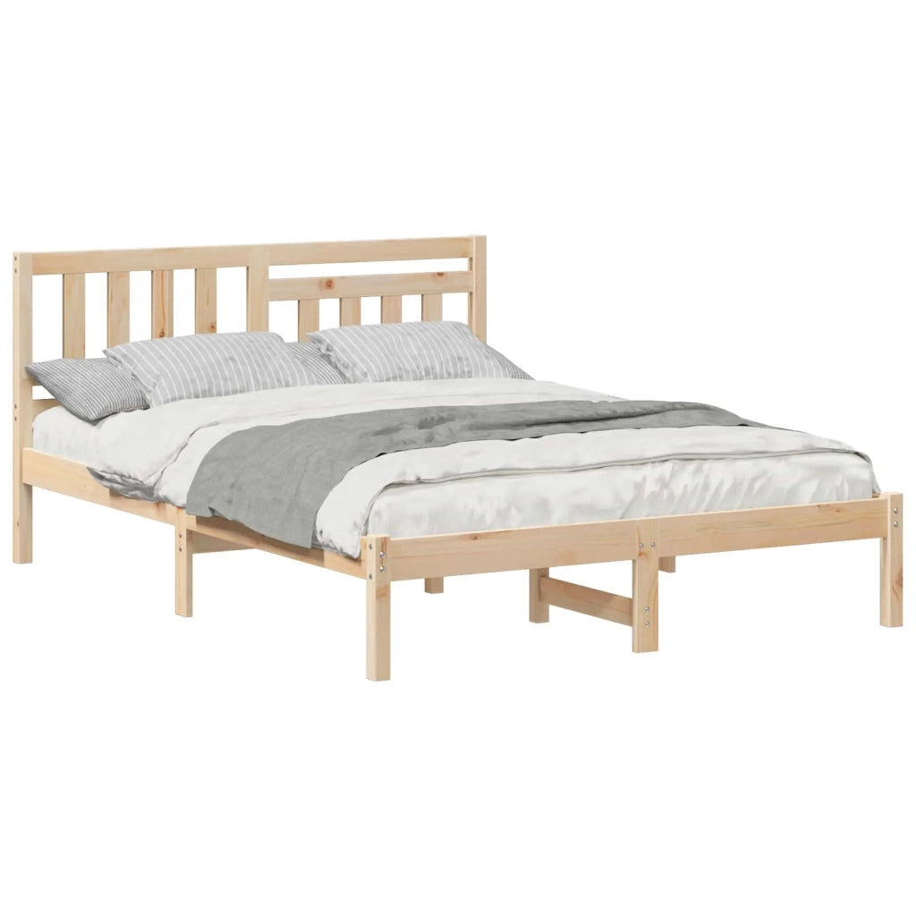 Letto matrimoniale | Letto per adulti | Struttura del letto Marrone 135 x 190 cm Pino massello