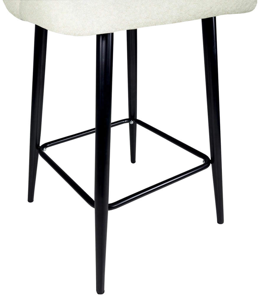 Sgabello cucina imbottito, sgabello alto in tessuto bouclÃ¨ bianco - Zoe - SG08ZOPM