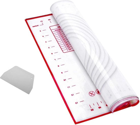 Mat di silicone extra spesso - rosso - con regolo - per fondant - mat di impasto - 40x50cm