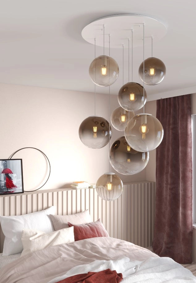 SOSPENSIONE 1 LUCE ATTACCO E27 IN VETRO BIG ECLIPSE D25CM BRONZO ROSONE ACQUISTABILE SEPARATAMENTE
