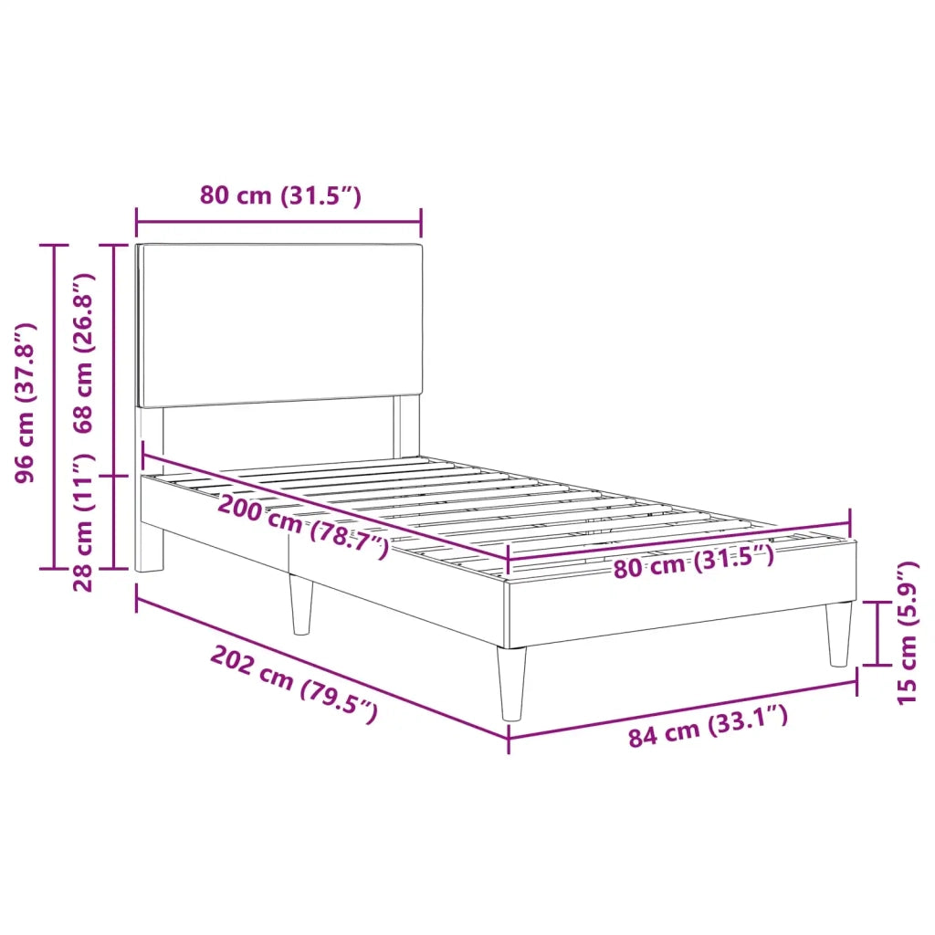 Struttura del letto-Giroletto Grigio Chiaro 80 x 200 cm Tessuto in Cords