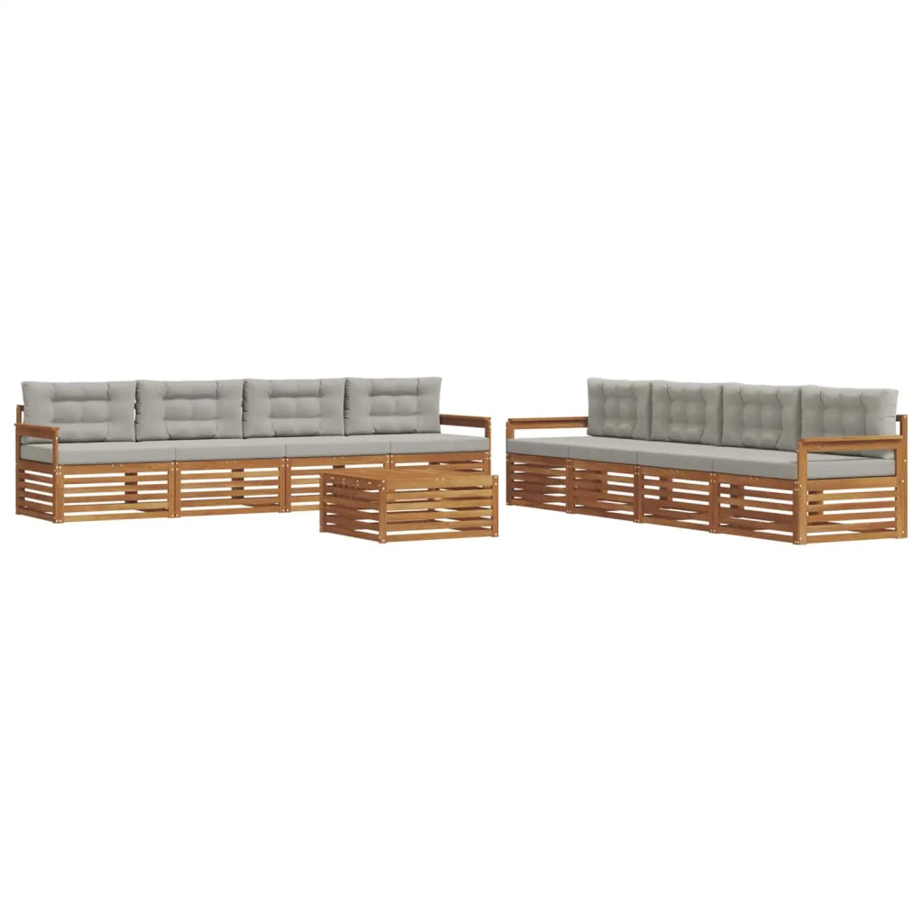 Set di divani da esterno 9 pcs Grigio Naturale e Chiaro 3373206