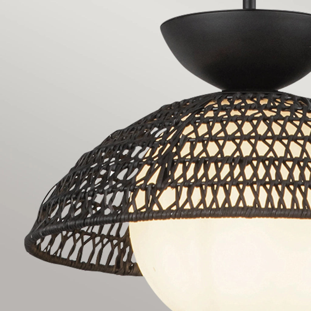 Lampada a sospensione boho rattan nero Perth Alora