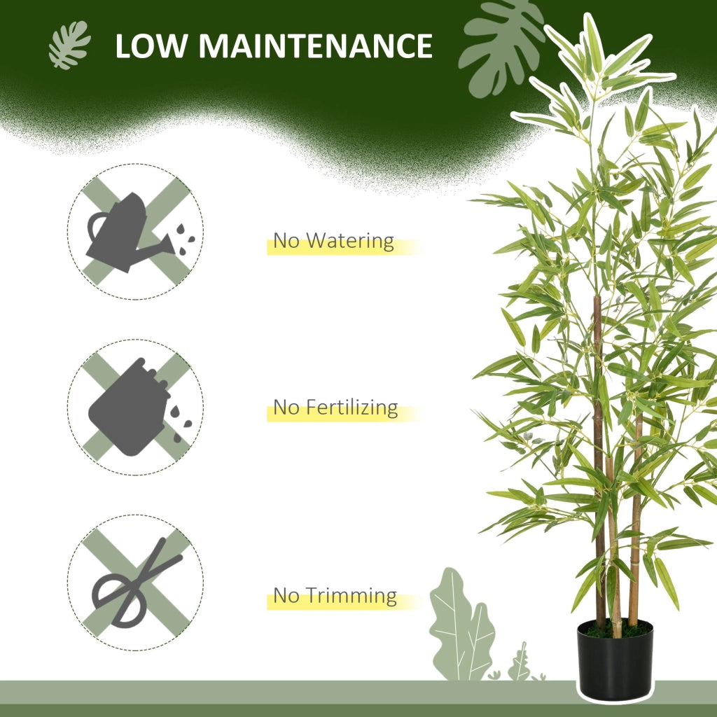 Pianta Artificiale di Bambù da Interno H120 cm con Vaso Verde