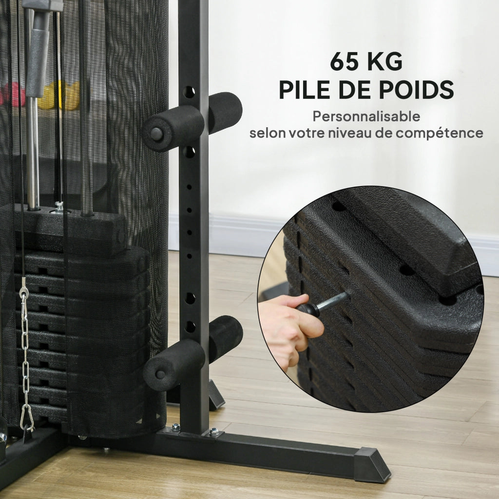Set Palestra con Bilanciere e Panchetta ¨C Minimal ¨C Nero e Blu 65kg