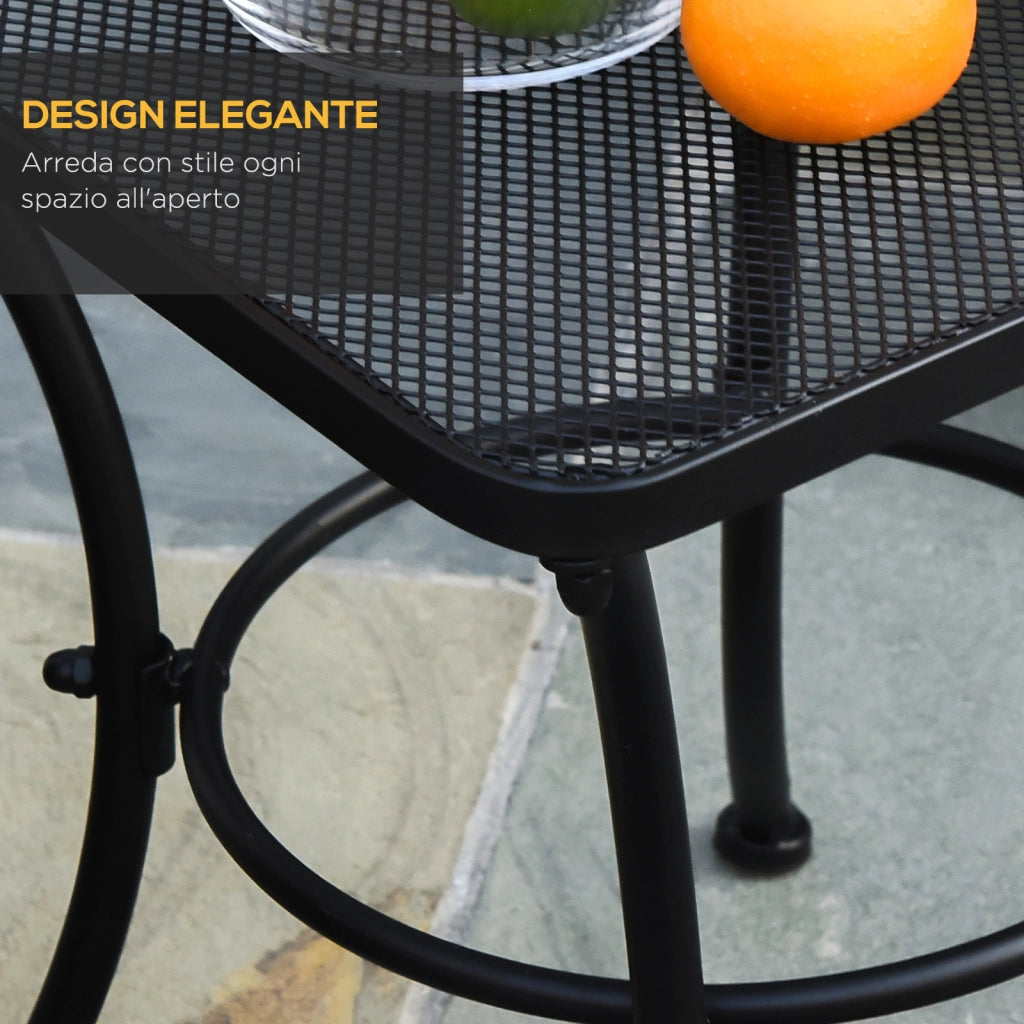 Tavolino da Giardino Quadrato in Acciaio ¨C Zephmum ¨C Nero, Piano Traforato, 45x45x50 cm