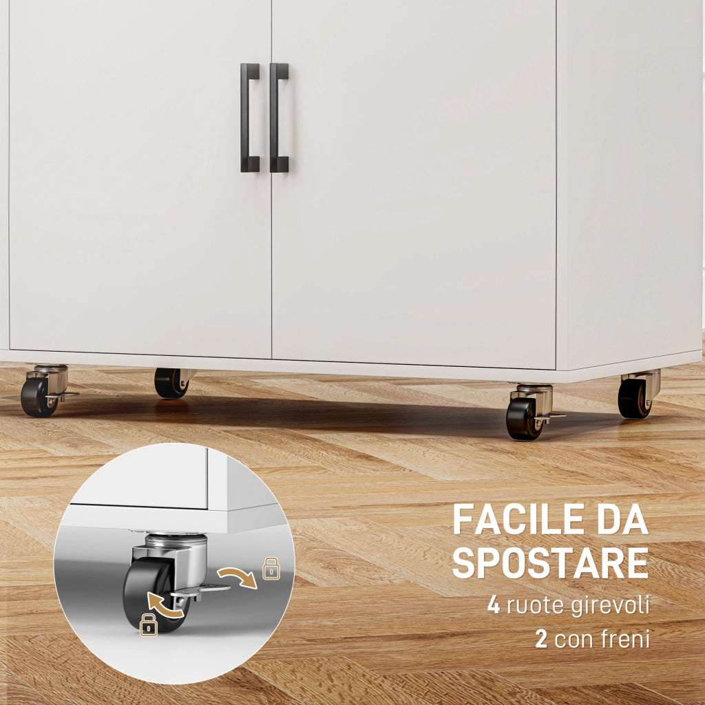 Armadio Asse da Stiro con Ante e Cassetti ¨C Minimal ¨C Bianco 125x43.5x102.5 cm