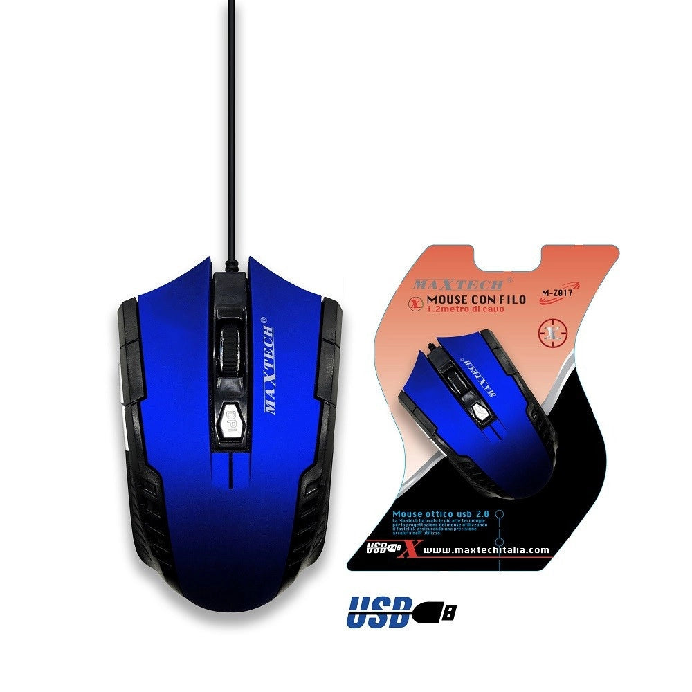 Trade Shop - Mouse Gaming Con Cavo Usb Ottico Mini Con Filo Per Computer Pc Da Gioco Maxtech M-z017 -