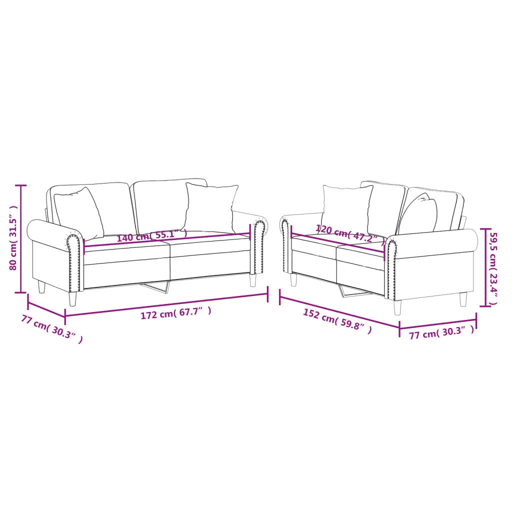 Set di Divani 2 pz con Cuscini Cappuccino in Similpelle 3202164