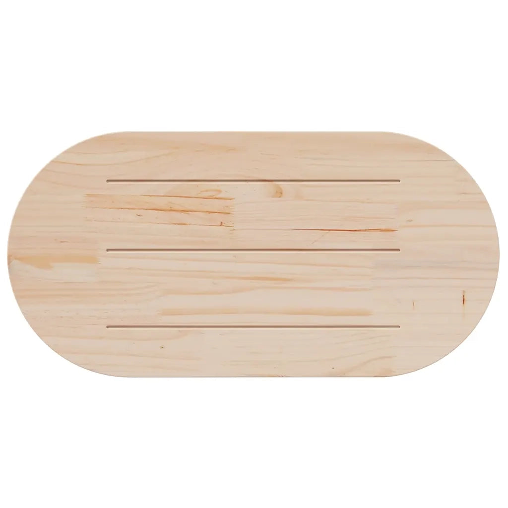Piano Tavolo Bianco 100x50x2,5 cm Legno Massello di Pino Ovale 824361
