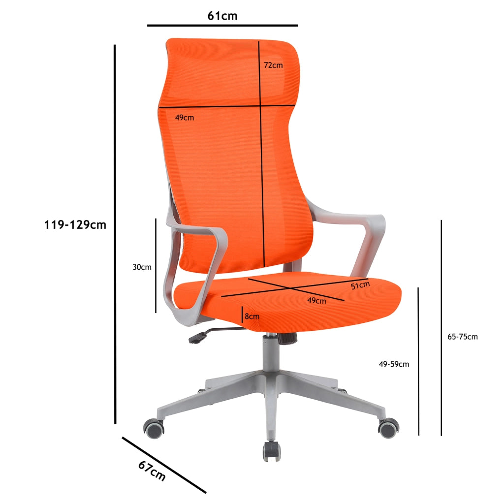 Sedia studio Hispanohogar altezza regolabile in tessuto arancione