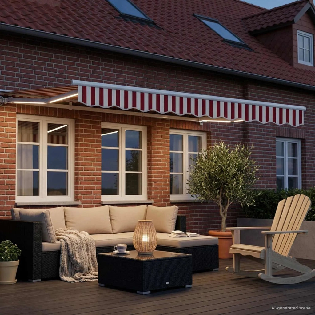 Cornice per Tenda Manuale con LED Rosso e Bianco 3 x 2,5 m 3420581