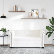 Divano Chesterfield a 2 Posti in Finta Pelle Bianco 242371
