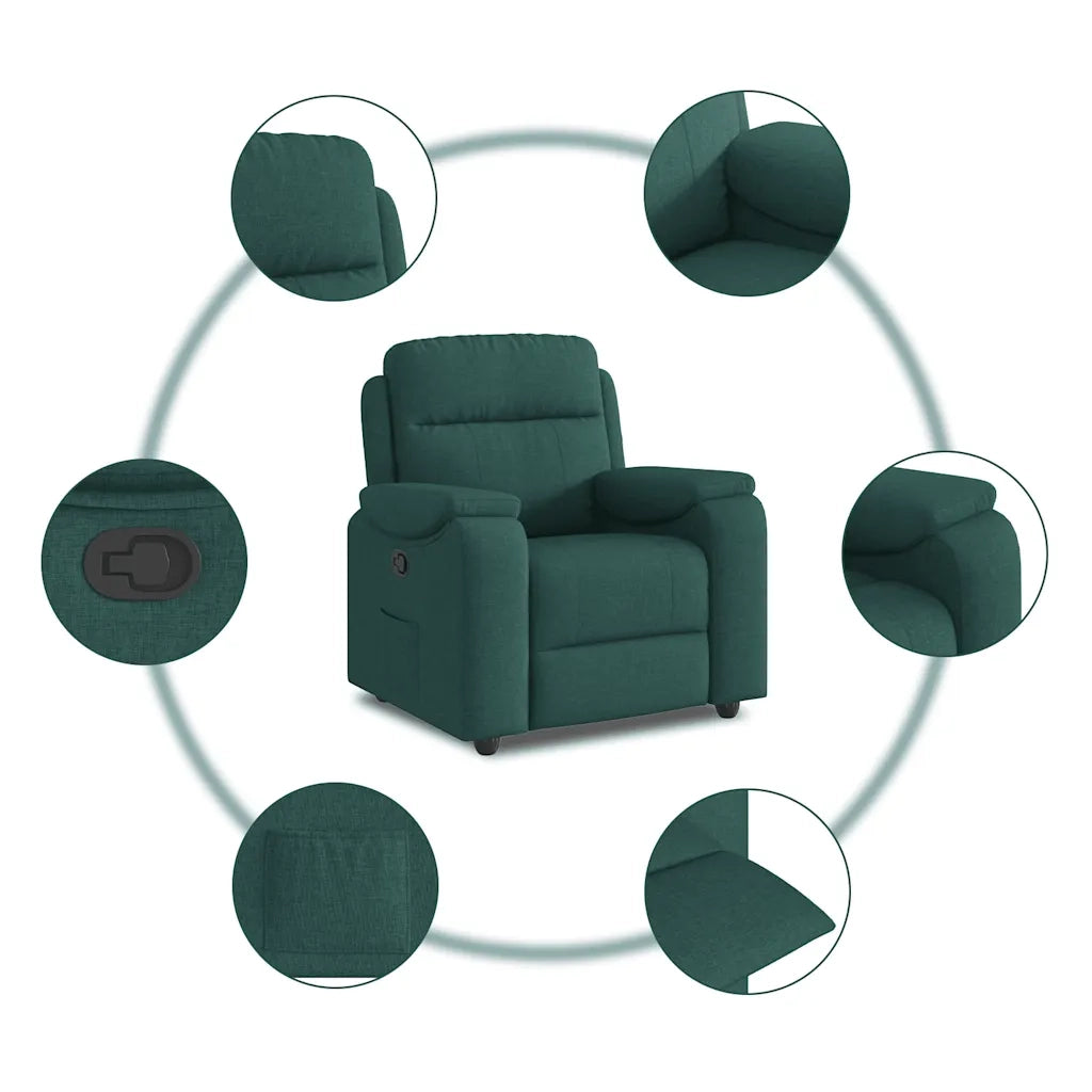 Poltrona Reclinabile in Tessuto Verde Scuro 4015686