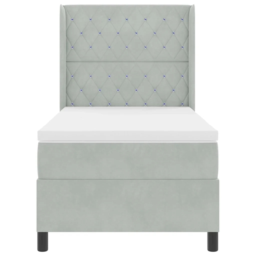 Letto a molle con testiera Grigio chiaro 90 x 200 cm Velluto 3341936