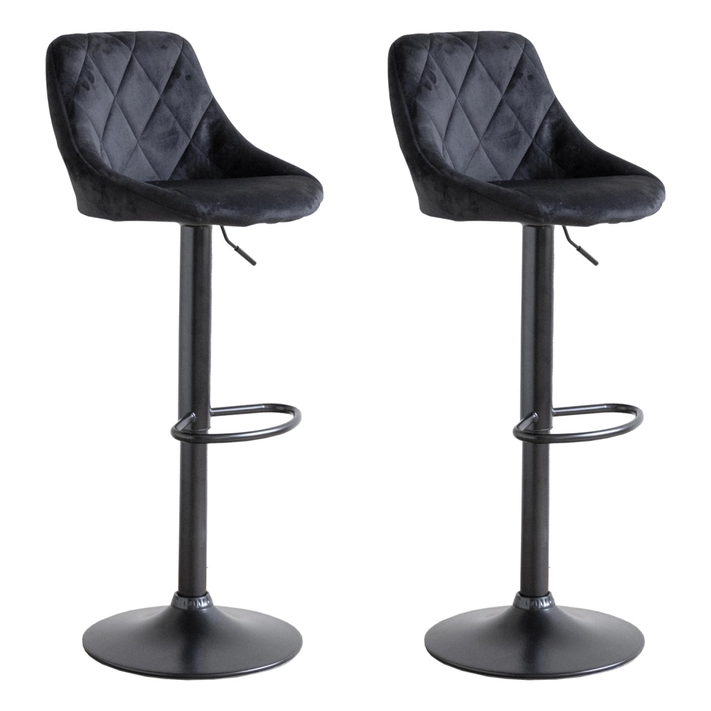 Set di 2 sgabelli da bar in velluto nero ROBIN