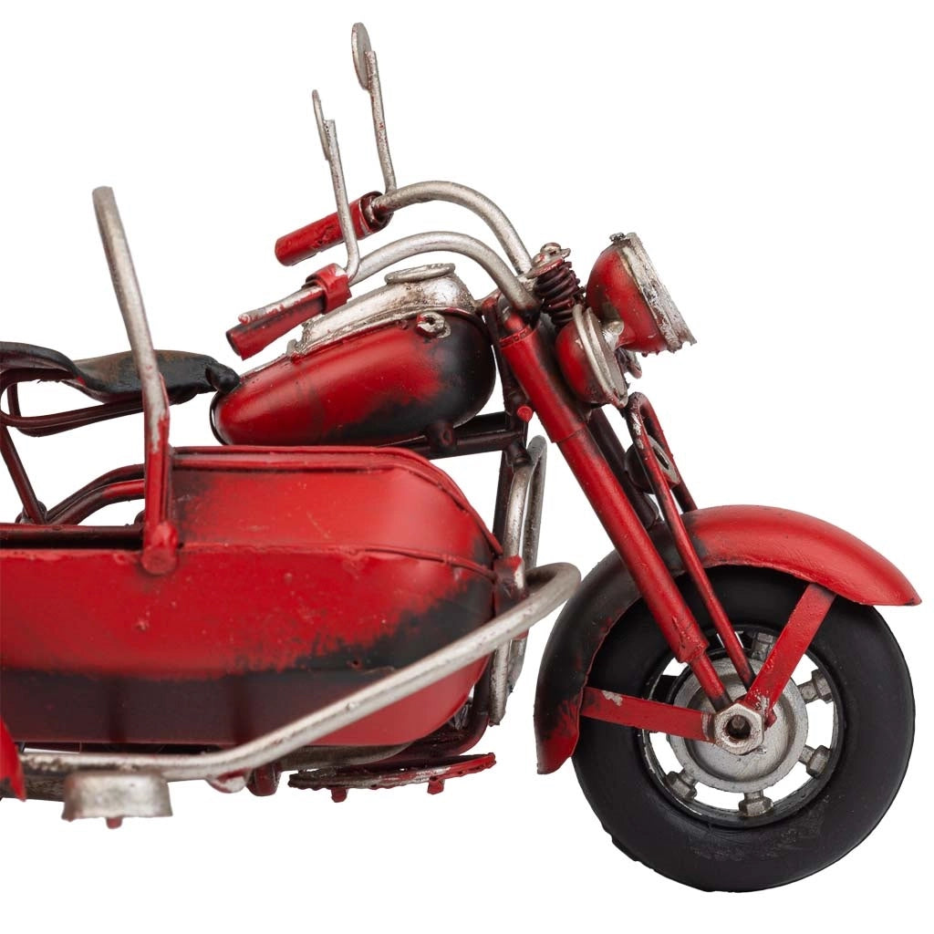 Sidecar in metallo rosso 19x13,5x11,5h