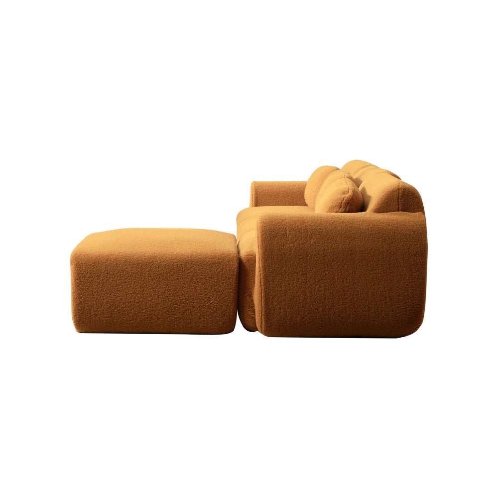 Divano Modulare in Tessuto Chenille ¨C MINIMAL ¨C Caramel, Morbido, Antimacchia