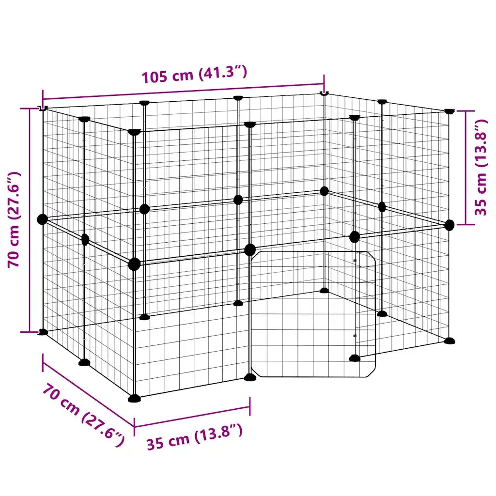 Gabbia per Animali 20 Pannelli con Porta Nera 35x35 cm Acciaio CFW6155862