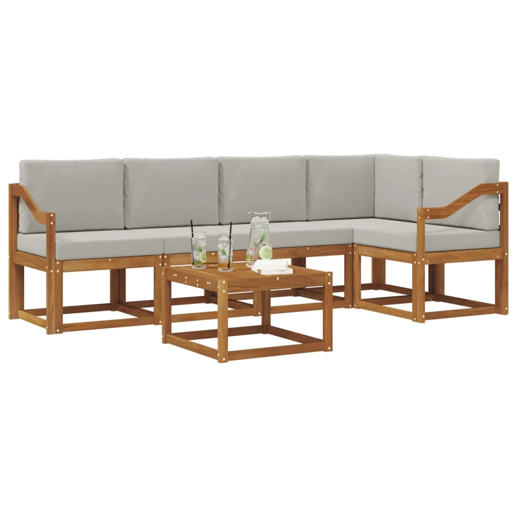 Set di divani da esterno 6 pcs Grigio Naturale e Chiaro 3366444