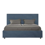 Letto matrimoniale senza rete imbottito 160x200 microfibra blu Mika