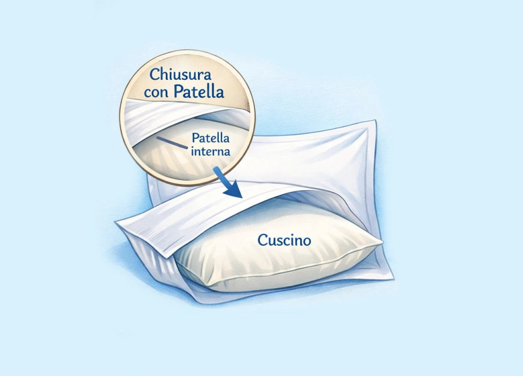 Coppia Federe Letto A Sacco Con Patella In Cotone Percalle Tinta Unita - Federe - Beige