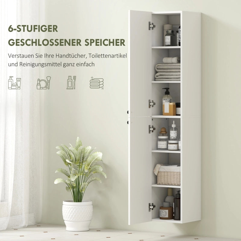 Mobiletto da bagno a parete, superficie laccata, 6 ripiani, MDF, bianco