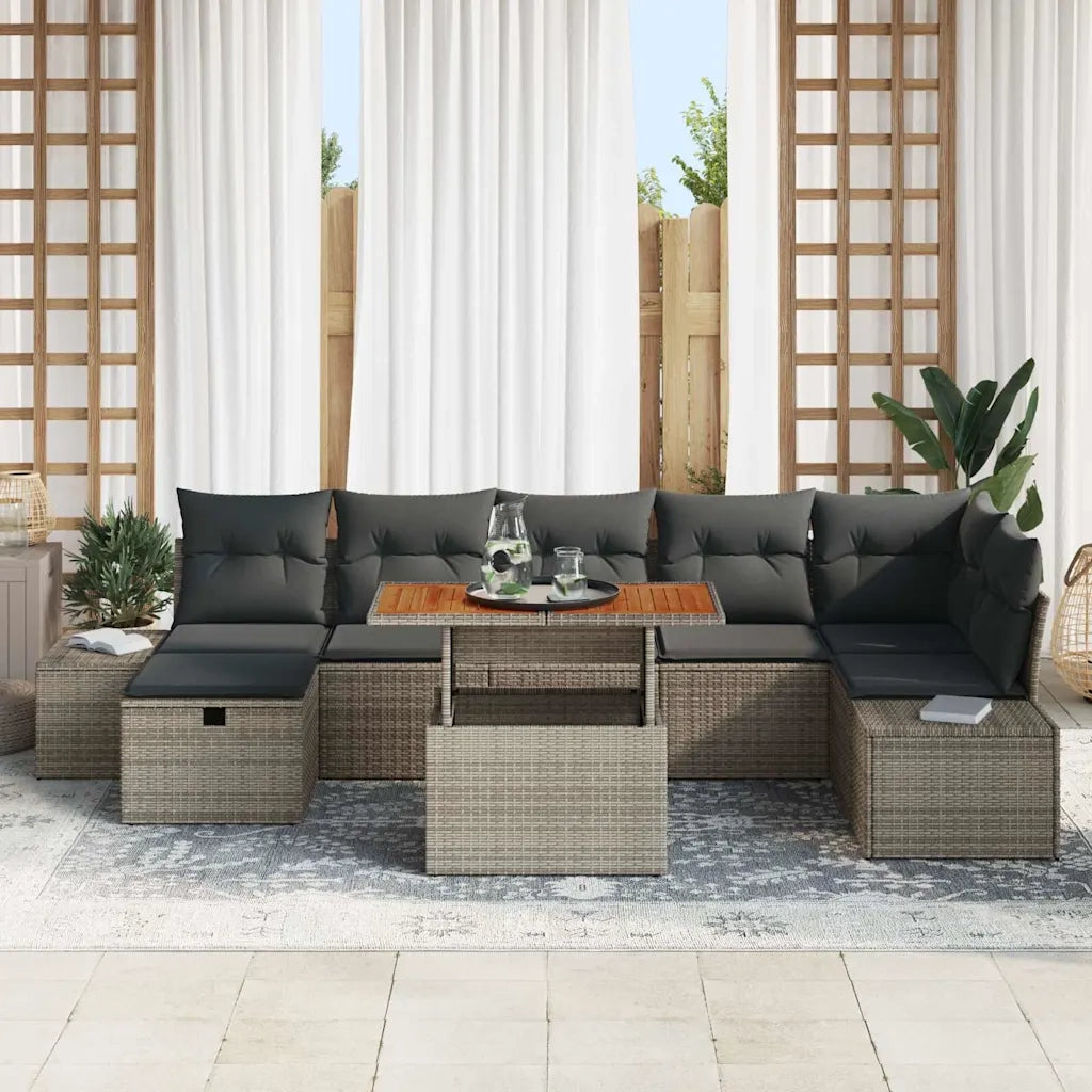 Set Divano da Giardino con cuscino 8 pcs Grigio polyrattan 3360059