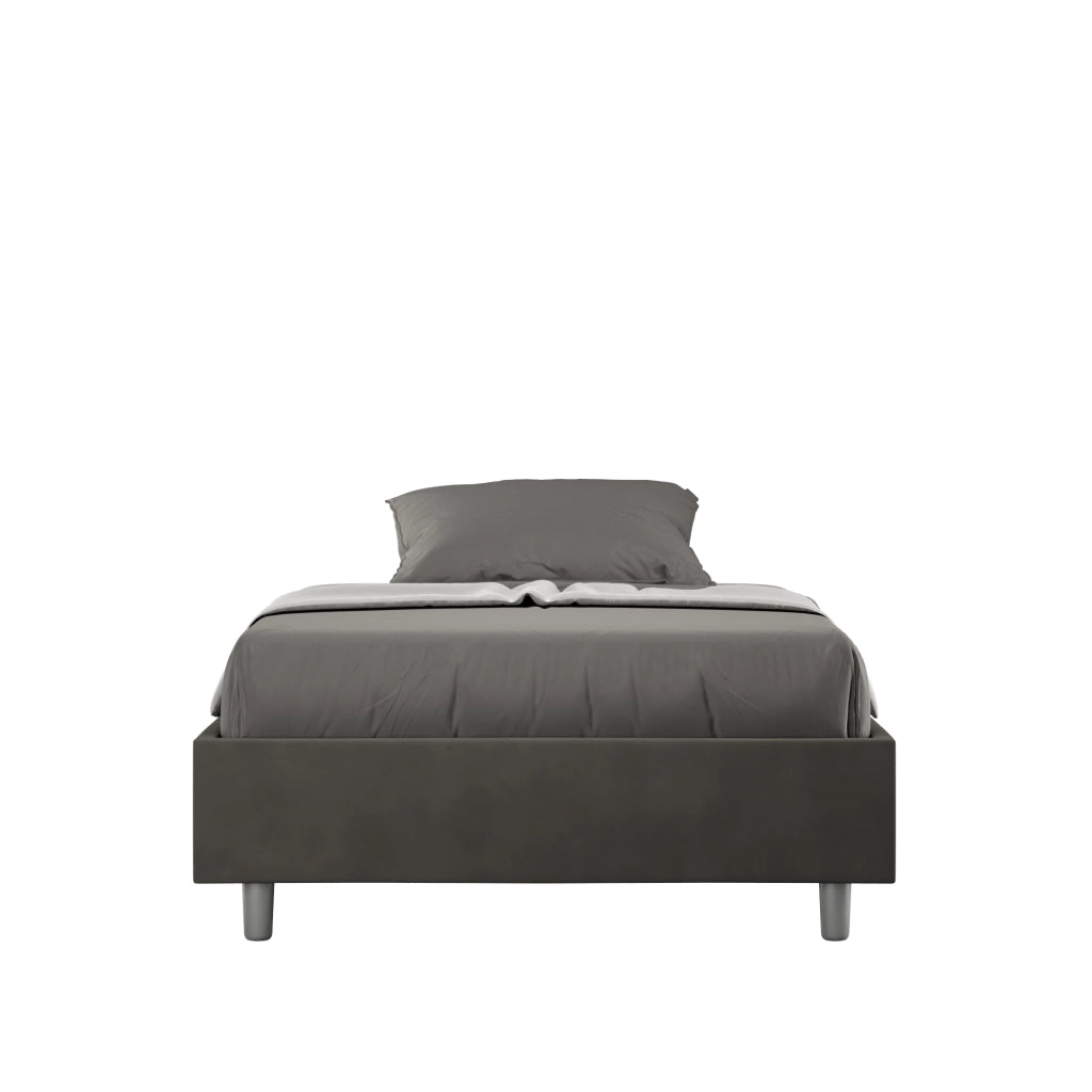 BS COM Letto una piazza e mezza contenitore imbottito 110x200 microfibra grigio