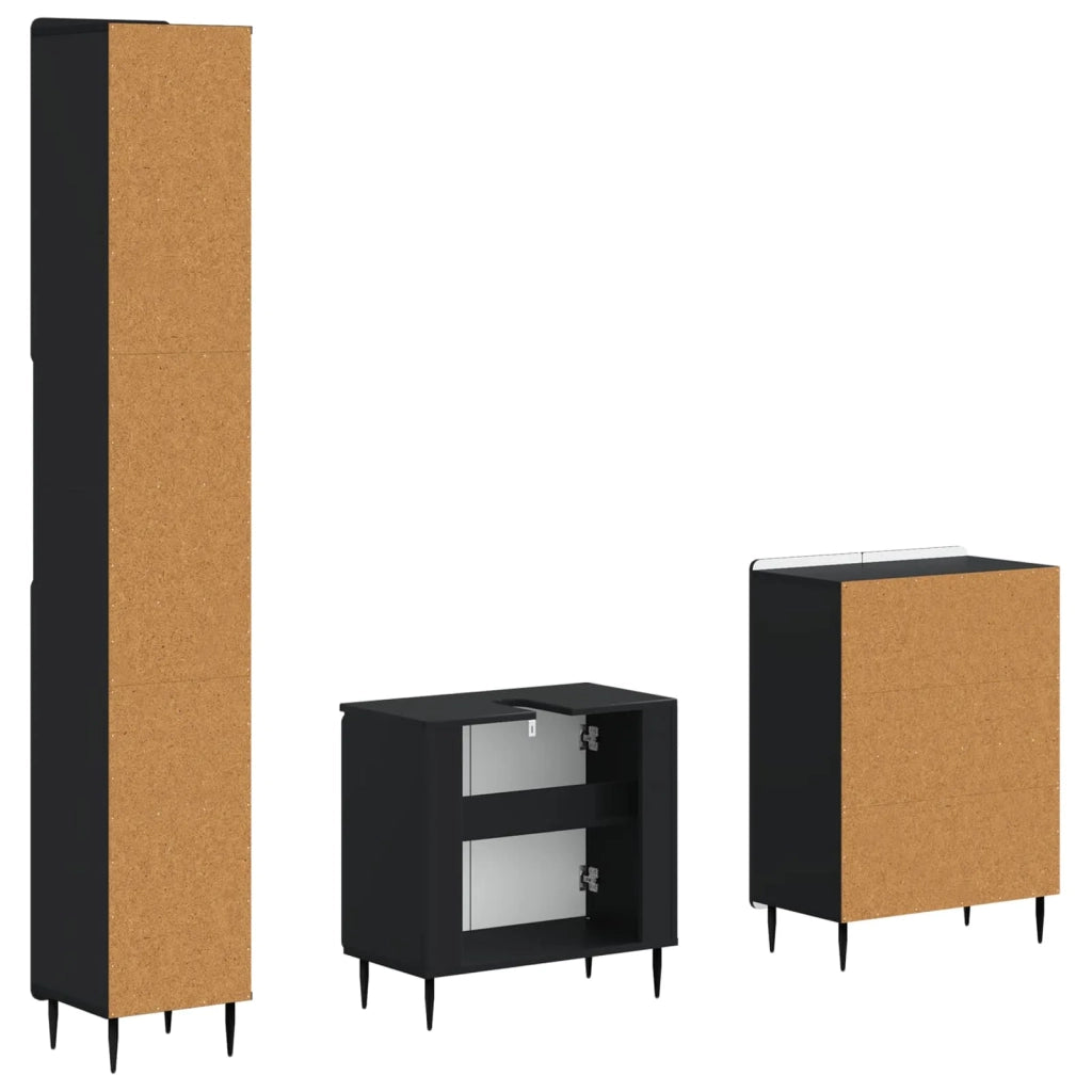 Set di armadietti da bagno in 3 pezzi ZWOLLE Nero 3417433