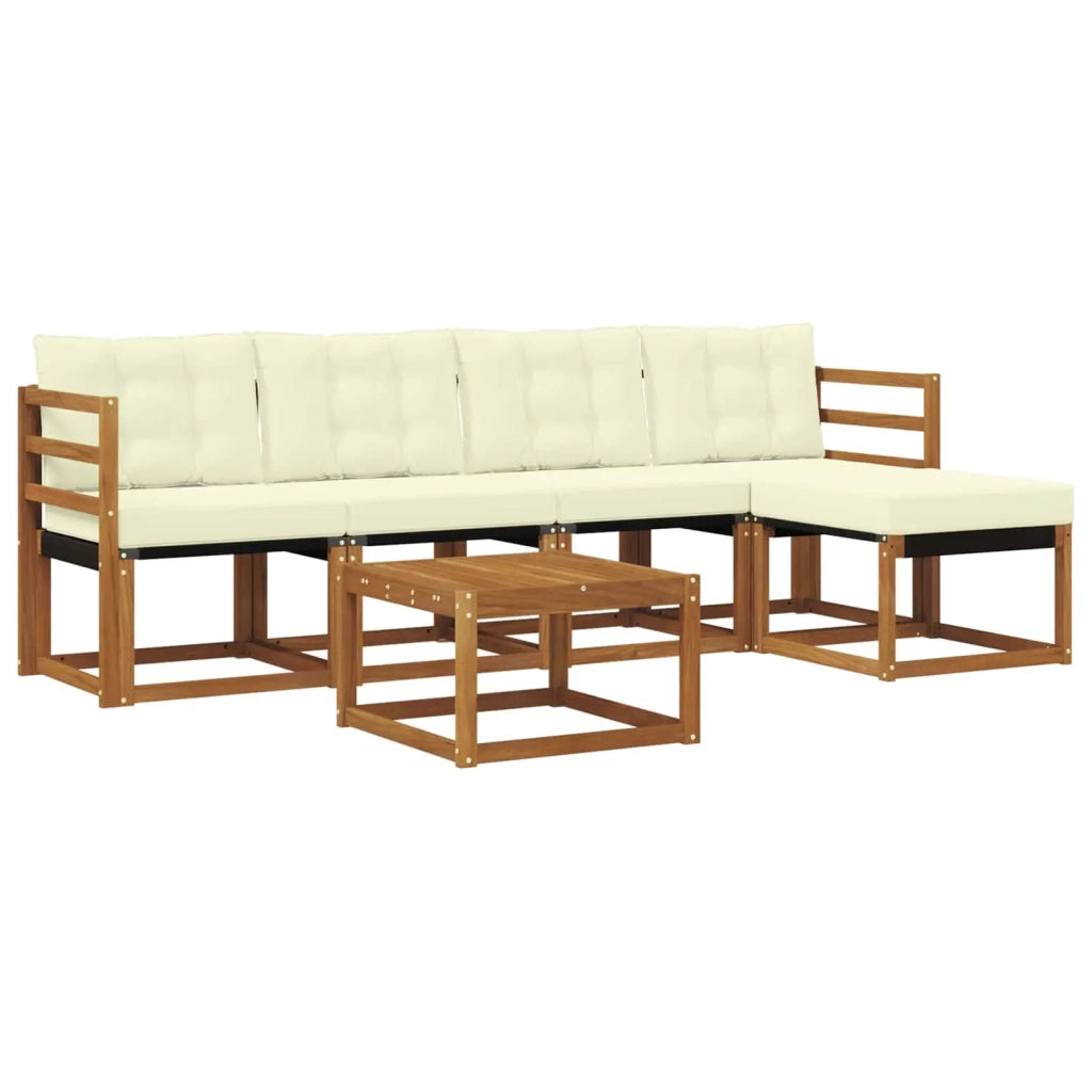 Set di divani da esterno con cuscino 6 pcs Naturale e Crema 3368581
