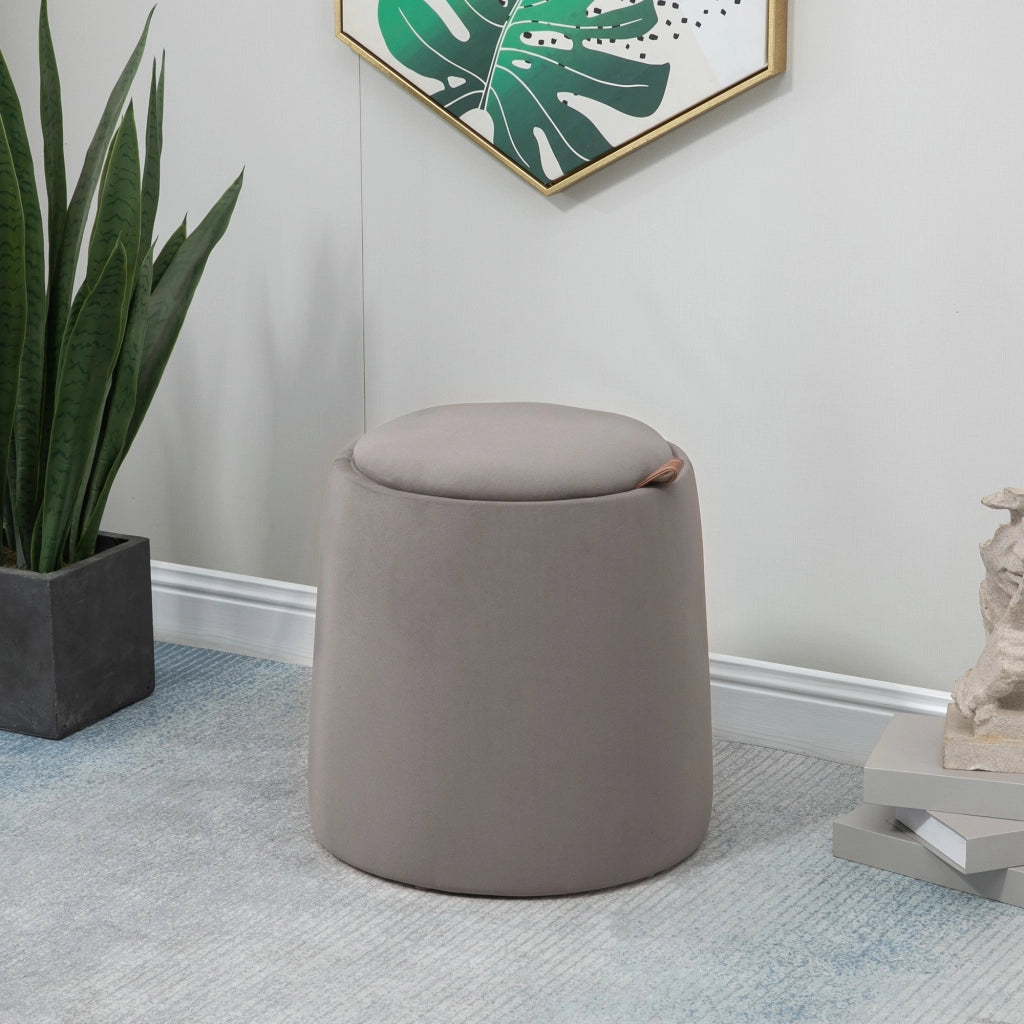 Pouf Contenitore in Velluto ¨C zephmum ¨C Grigio, ?44x47.5cm