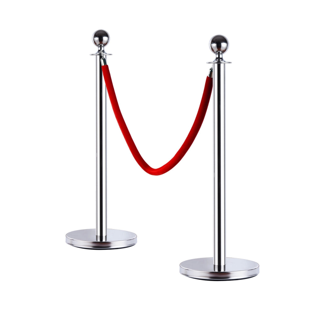 Paletti Delimitazione con Corde ¨C Xylo ¨C Acciaio Inox §¶32x95cm Rosso Argento