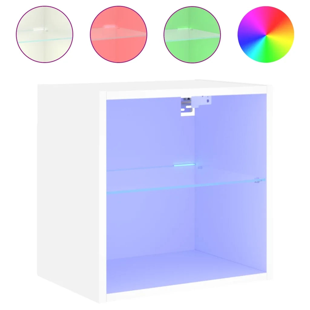 Comodino con Luci LED a Parete Bianco 837064