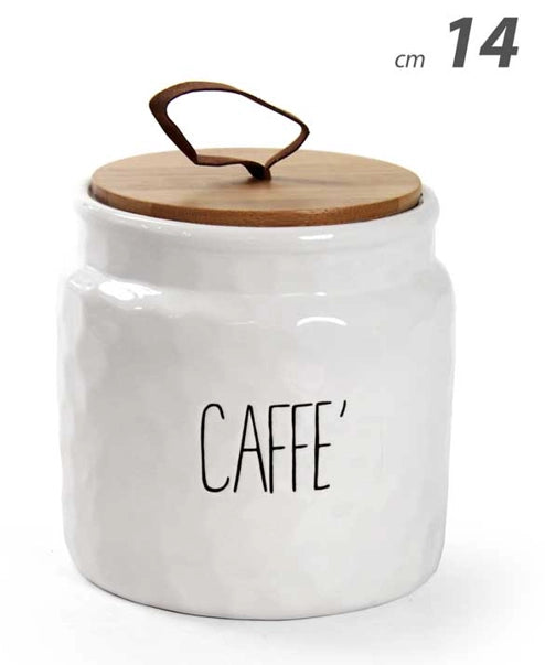 Barattoli in Ceramica con Coperchio in Bambù Colore e Fantasia: CAFFE