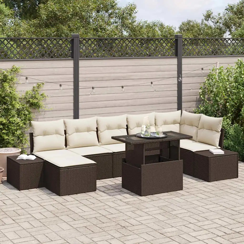 Set Divano da Giardino con cuscino 8 pcs Marrone e crema 3349224