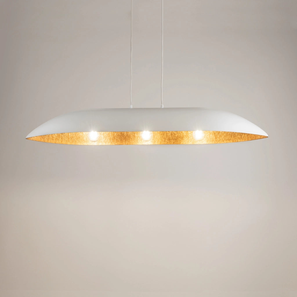 Lampada sospesa ovale Gondola bianco rame 3xE27 Sigma