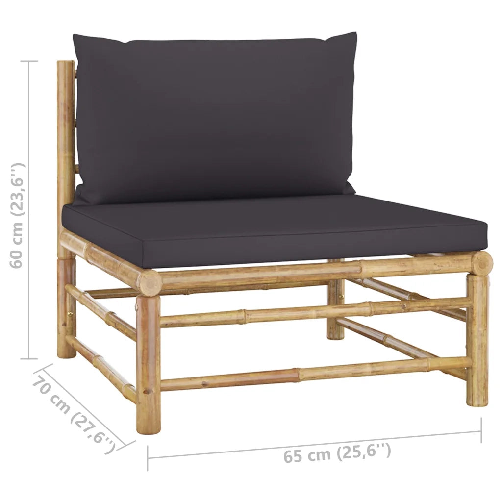 Set Divani da Giardino 6 pz con Cuscini Grigio Scuro in Bambù 3058240