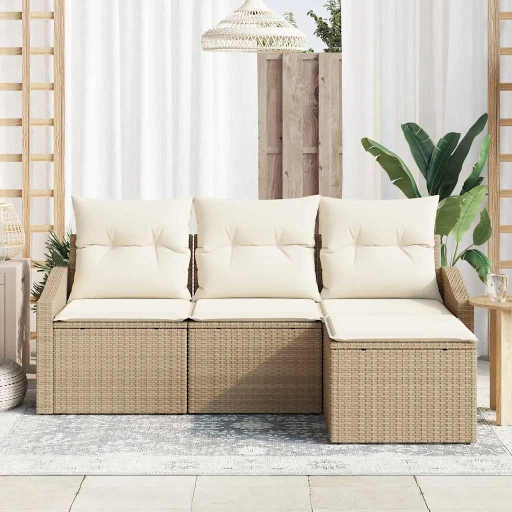 Set di divani con cuscino 4 pcs Beige polyrattan 3346671