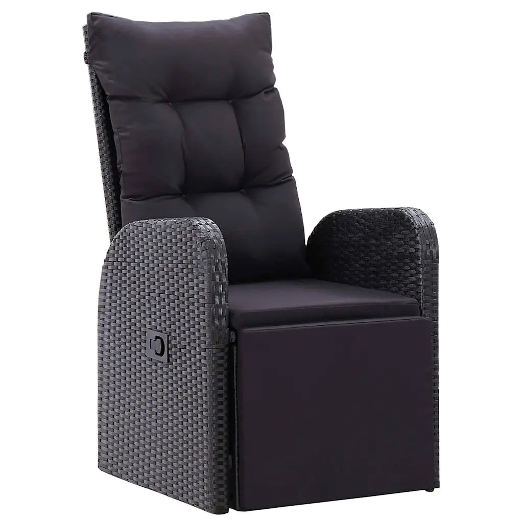 Set da Pranzo per Giardino con cuscino 9 pcs Nero polyrattan 3379519