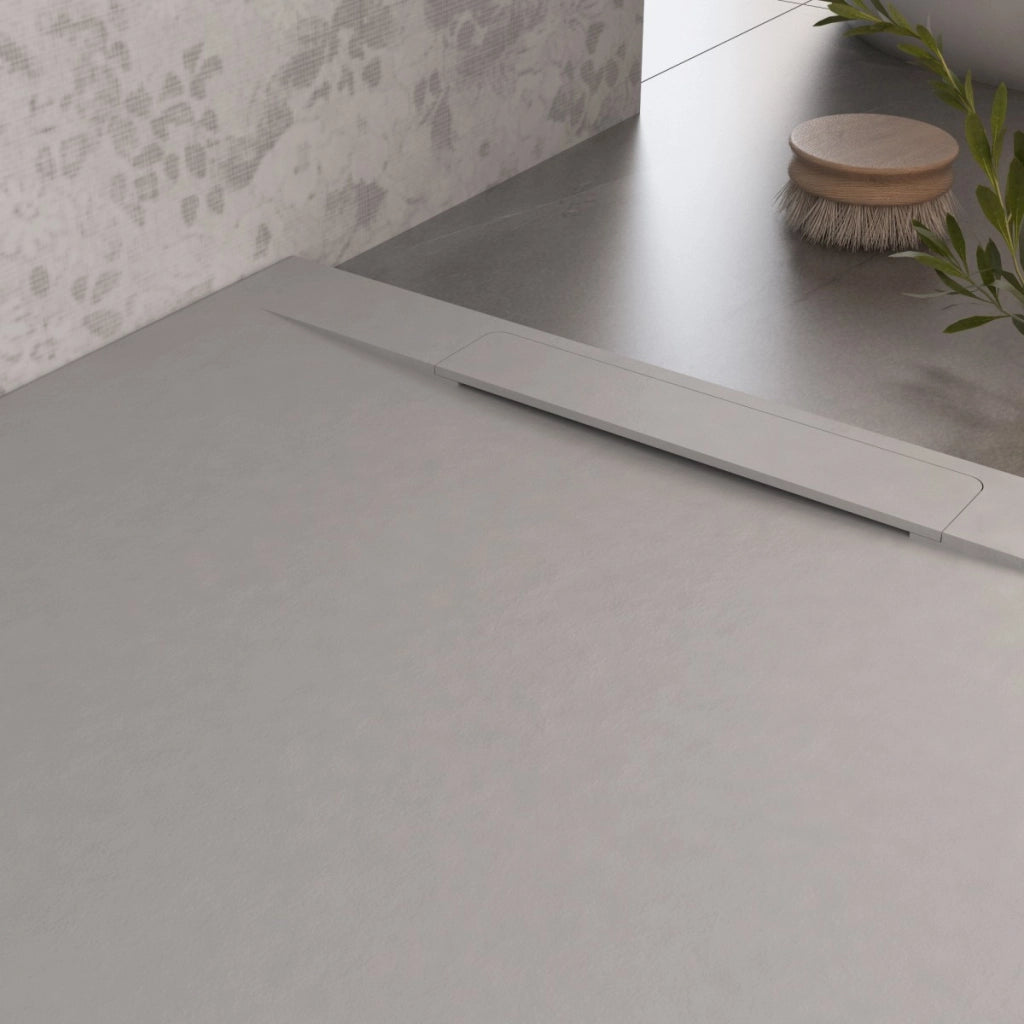 Piatto doccia in marmoresina grigio chiaro effetto pietra cemento vincent, misura 70x110